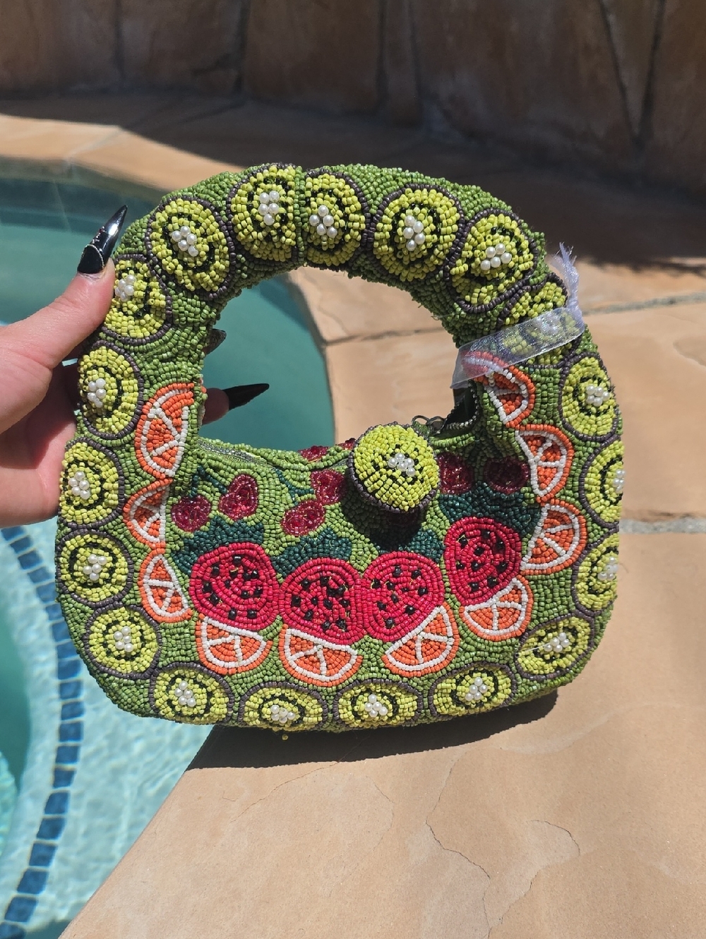Viral Beaded Mixed Fruit Bag with Kiwi Charm